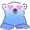 Мишка с сердечками вместо глаз (синий)